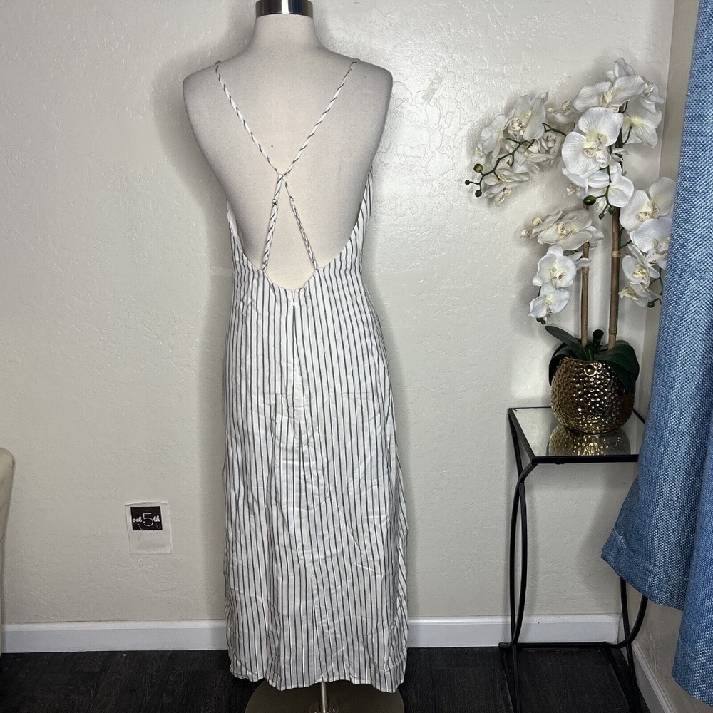 J Brand Satin Stripe Adeline Midi Dress Size Medium - Picture 4 of 10